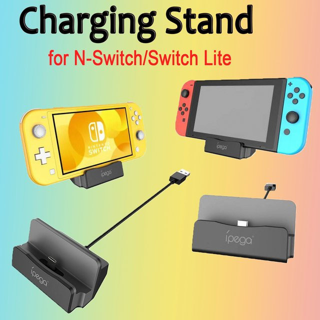 Ipega 2-in-1 Ladestation für Nintendo Switch und Switch Lite, Schwarz - Bild 1