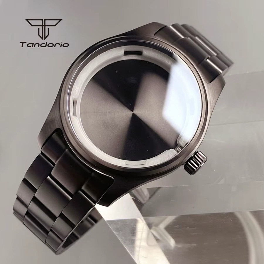 tandorio Taucheruhr, Edelstahl, Schwarz, Saphirglas, 39 mm, 20 ATM, Unisex - Bild 2