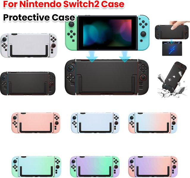 Stoßfeste und kratzfeste Schutzhülle mit integriertem Ständer für Nintendo Switch2 in Schwarz und Transparent - Bild 1