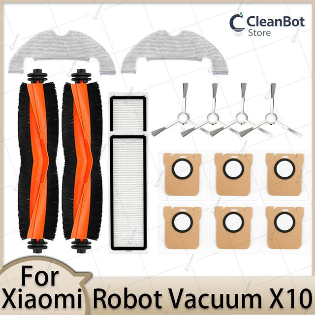 HAOYUNMA Ersatzteil-Set für Xiaomi Roboterstaubsauger X10 mit Hauptbürste, Seitenbürste, Hepa-Filter, Wischtuch und Staubbeutel in Multicolor - Bild 1