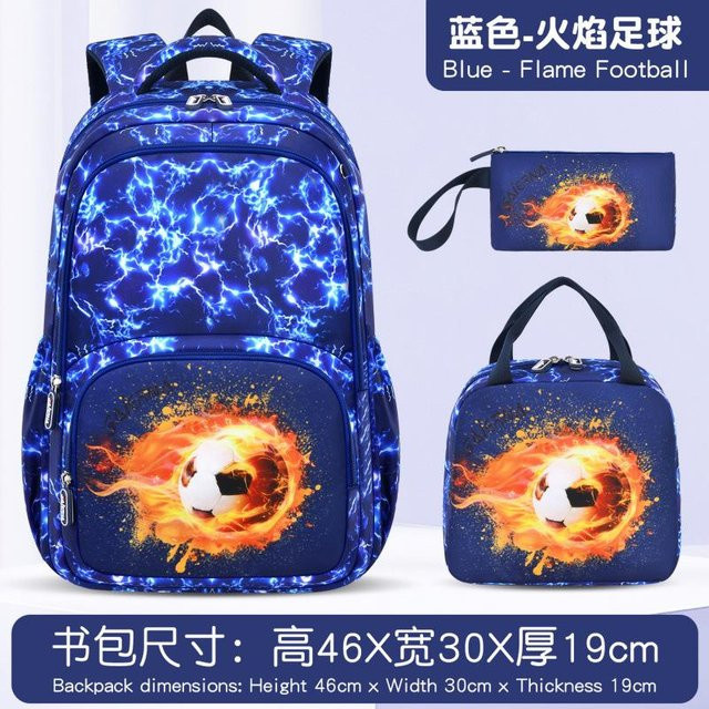Fancy Style Studio 3 in 1 Schultasche Camouflage Graffiti für Grundschulkinder mit Brotdose in Blau - Bild 1
