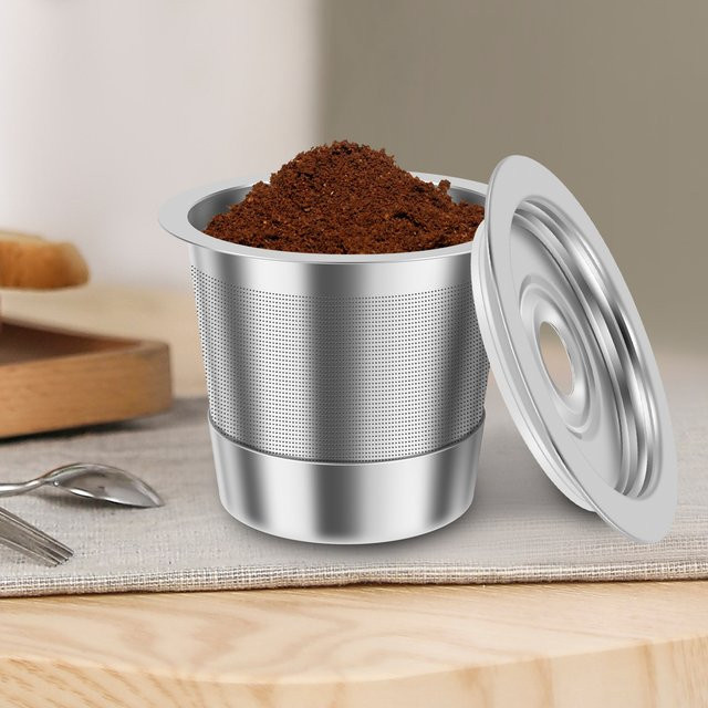 Willstar wiederverwendbare Espressokapseln aus Edelstahl in Silber, nachfüllbare Kaffeepads für K-Tassen, runde Form - Bild 1