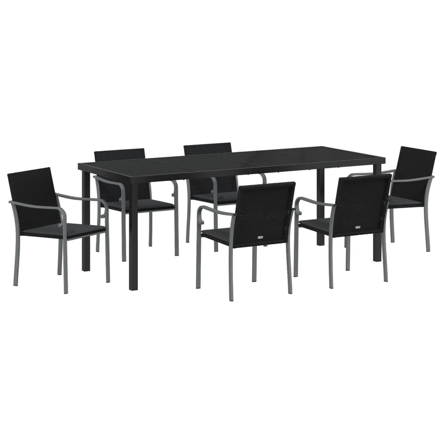 vidaXL Garten Essgruppe 7-teilig aus Poly-Rattan und Stahl in Schwarz - Bild 2
