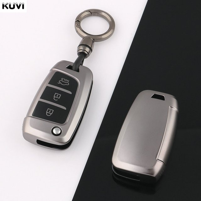 Kuvi TPU Schlüsselhülle für Hyundai Elantra, Solaris, Tucson, I30, I40, Kona, Genesis, Santa Fe und Azera in Grau - Bild 1