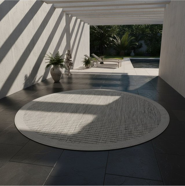 Kadima Design Outdoorteppich DAFNE, rund, Grau, Durchmesser: 200 cm - Bild 1