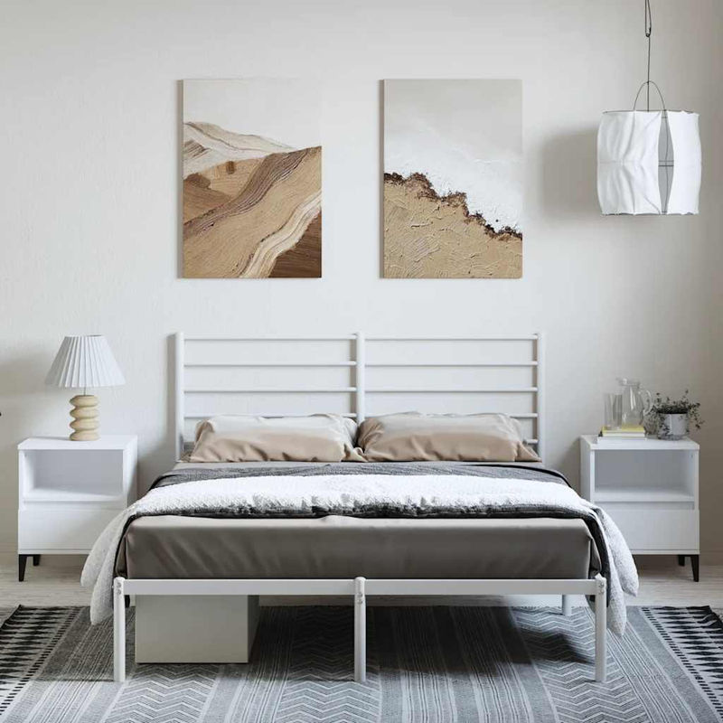 Vidaxl Metall-Bettgestell mit Kopfteil in Weiß, B/L: 135 x 190 cm - Bild 2
