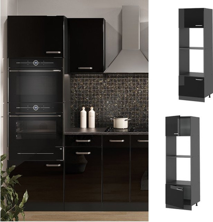 Vicco Mikrowellenschrank R-Line Küchenschrank in Anthrazit und Schwarz mit Hochglanz-Finish, Breite: 60 cm