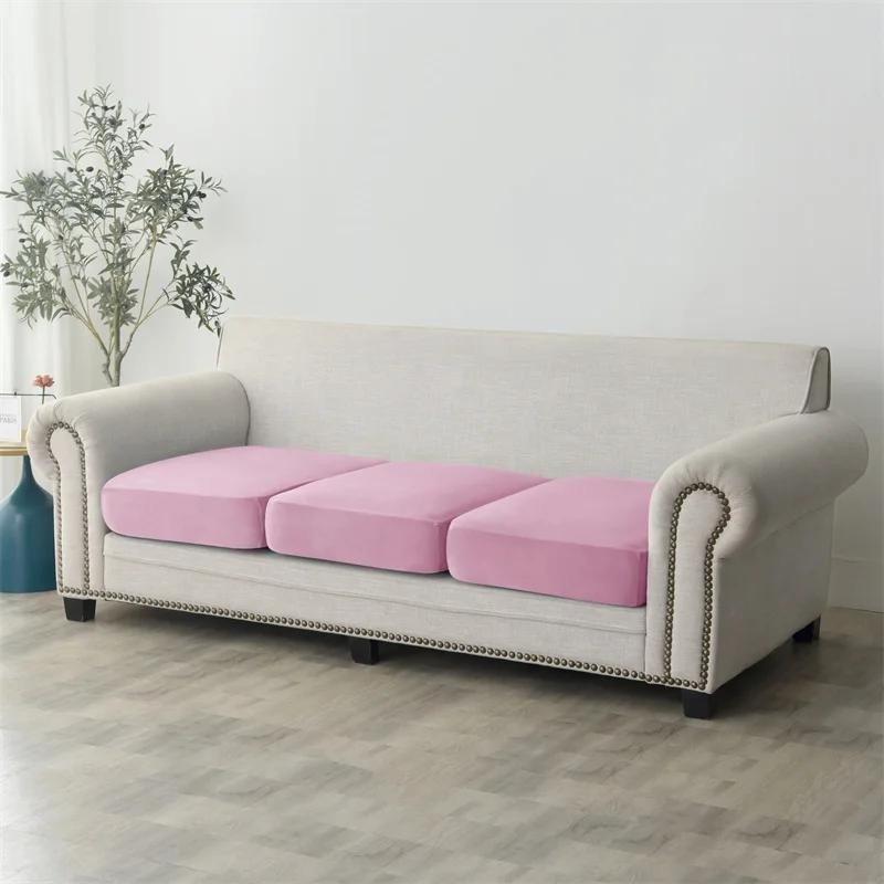 Elastischer Samt Sofa Sitzkissenbezug von Household supplies MH, rutschfest und waschbar, einfarbiges Design aus Polyester - Bild 2