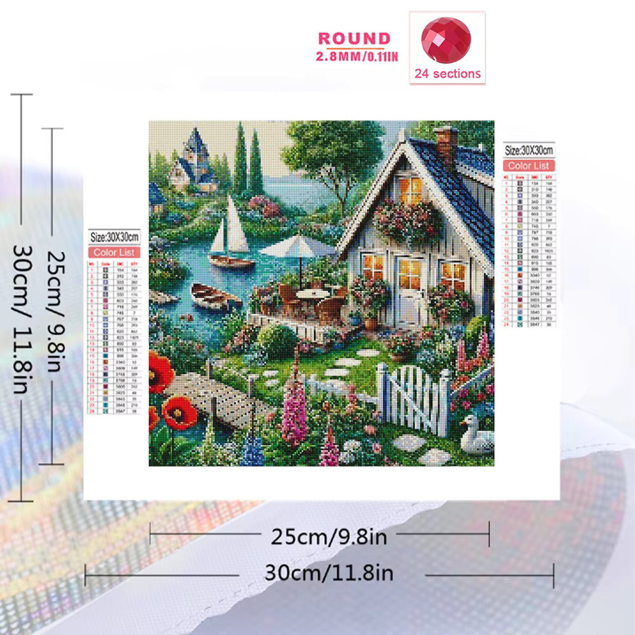 Momoart Diamantmalerei Set Landschaft Landhaus Motiv mit Acryl-Elementen in Multicolour - Bild 2
