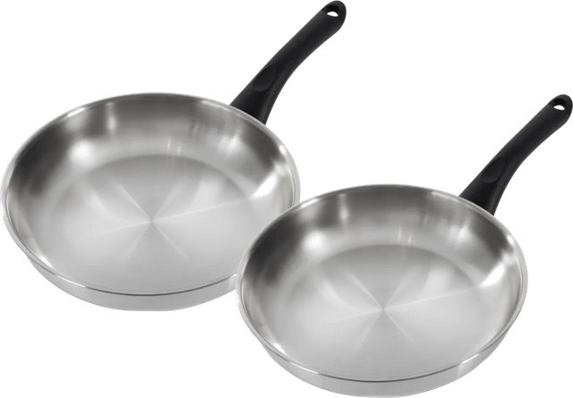 BK Bold Bratpfannenset aus Edelstahl mit Antihaftbeschichtung, Silber, Durchmesser: 24 cm und 28 cm - Bild 1