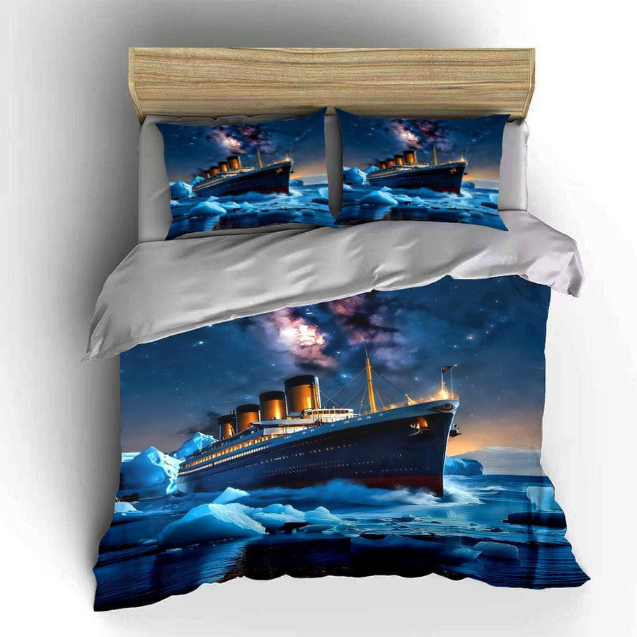 Flylo Bettwäsche-Set mit Dampfschiff-Motiv in Blau, B/H: 135 x 200 cm - Bild 5