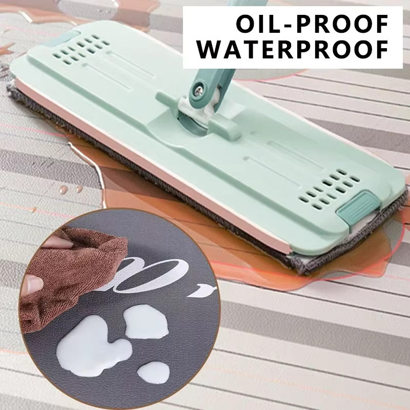 Facaishu Küchenteppich aus PVC-Leder in Grau und Weiß, rutschfest, wasserdicht und ölbeständig, minimalistisches Design - Bild 1