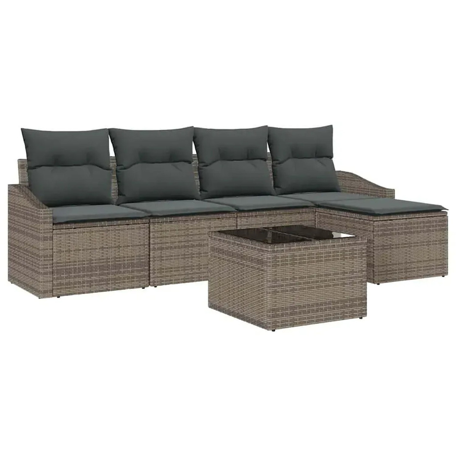 6-teiliges vidaXL Garten-Sofa-Set aus Poly-Rattan in Grau - Bild 2
