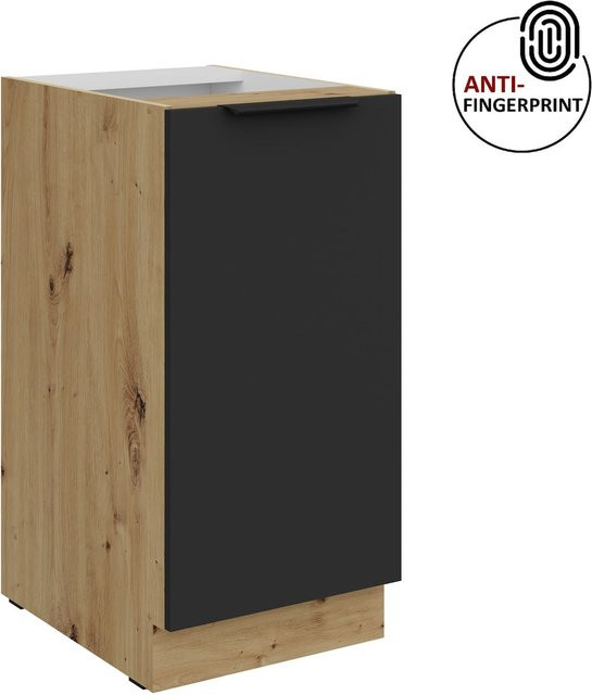 Küchen Unterschrank ARIA in Schwarz matt mit Anti-Fingerprint-Beschichtung, Breite: 40 cm - Bild 1