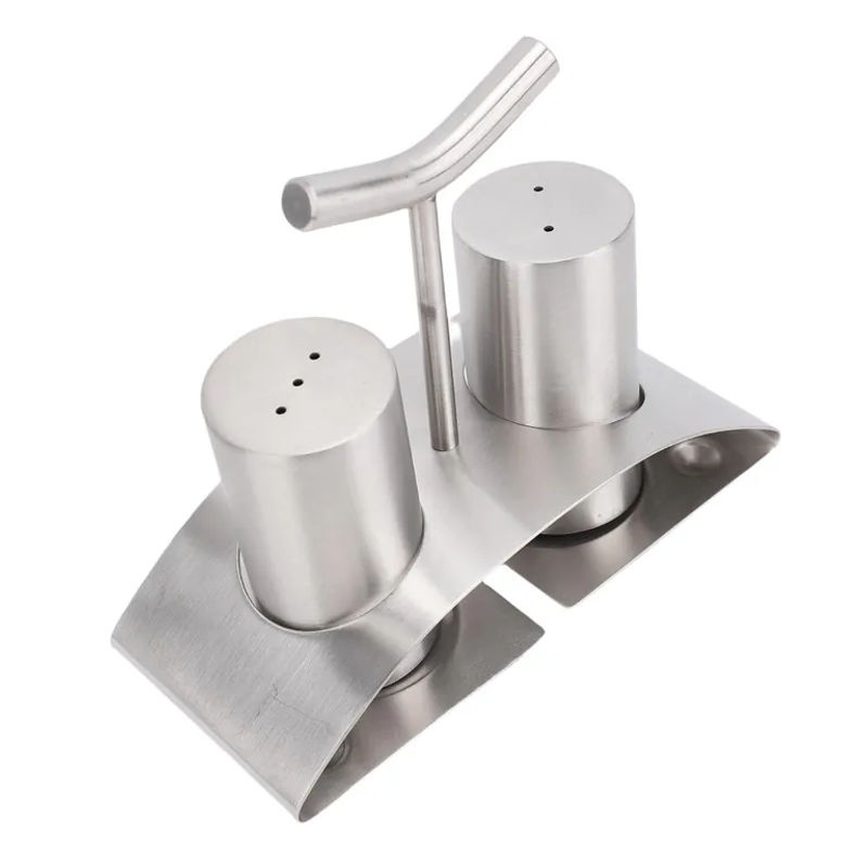 CosyHome Set aus 2 Küchengewürzgläsern aus 304 Edelstahl mit Ständer in Weiß und Silber - Bild 2