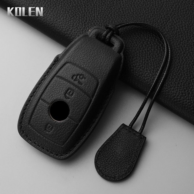 Leder Schlüsselhülle für Mercedes Benz A C E S G Klasse GLC CLE CLA GLB GLS AMG (3 oder 4 Tasten) von KOLEN - Bild 1