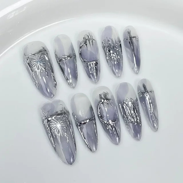 Nails Op Nails Kunstnägel Mandel-Form, Schmetterlings-Design, Glänzend - Bild 1