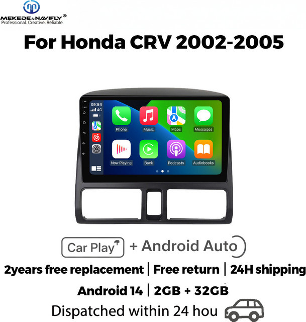 MEKEDE & NAVIFLY Android 14 2-DIN Autoradio für Honda CR-V 2 (2001 - 2006) mit Carplay, GPS-Navigation und Smart-Audiosystem in Schwarz - Bild 1