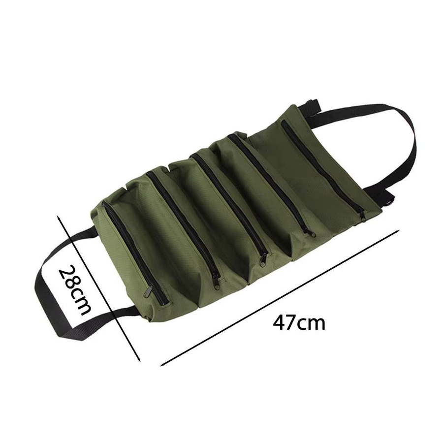 Professionelle Multi-Werkzeugtasche als aufrollbarer Organizer für kleine Werkzeuge in Grün, B/T/H: 47,0 x 28,0 x 0 cm - Bild 5