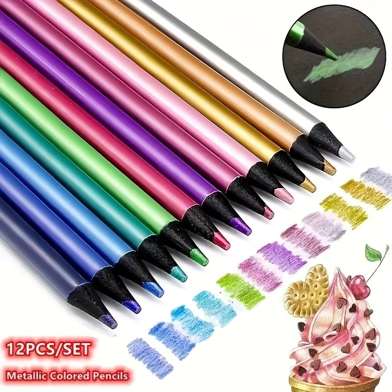 12-teiliges Metall-Buntstift-Set mit pigmentierten Farben in Multicolor für Künstler und Erwachsene - Bild 5