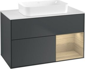 V&B Waschtischunterschrank Finion Wandbeleuchtung in Ocean Blau lackiert, Breite: 100 cm, Tiefe: 60,3 cm - Bild 1