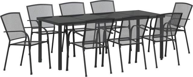 vidaXL Garten Essgruppe 9-teilig aus Stahl und Glas in Anthrazit - Bild 1