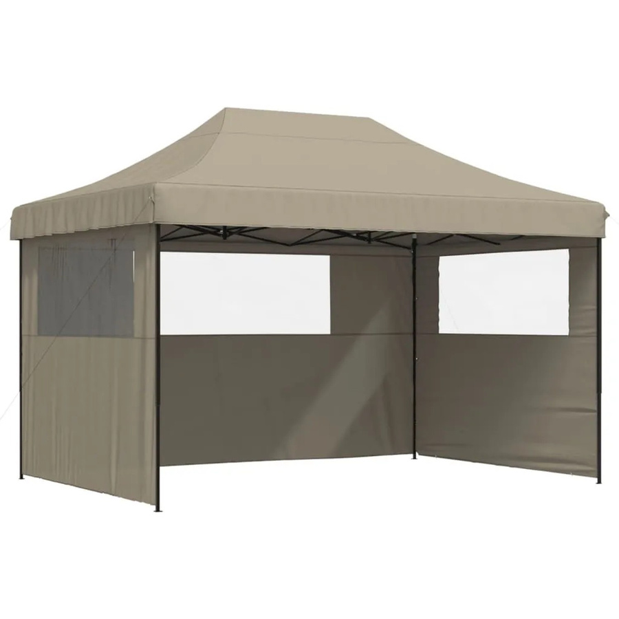 vidaXL Pop-Up Partyzelt mit 3 Seitenteilen und transparenten Fenstern in Taupe/Beige - Bild 2