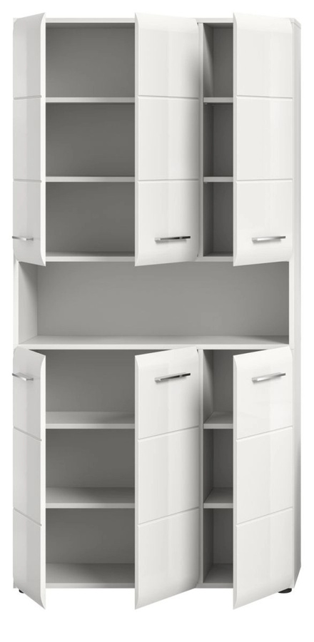 Inn.Furn Badezimmer Hochschrank Livia in Weiß Hochglanz mit LED-Beleuchtung, B/H: 90 x 185 cm - Bild 3