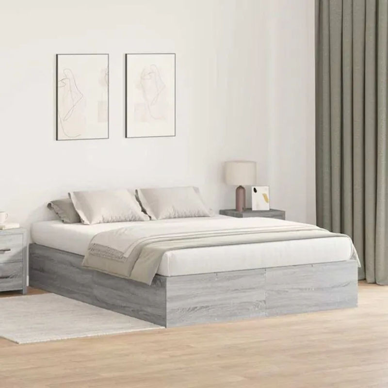 Modernes Funktionsbett vidaXL aus Holzwerkstoff in Grau, B/T/H: 190 x 140 x 31,5 cm - Bild 1