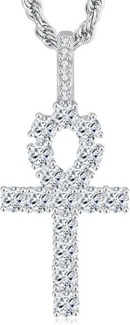 YULIN Halskette mit Kreuz Anhänger, Gold, Zirkonia, Damen, 45 cm - Bild 1