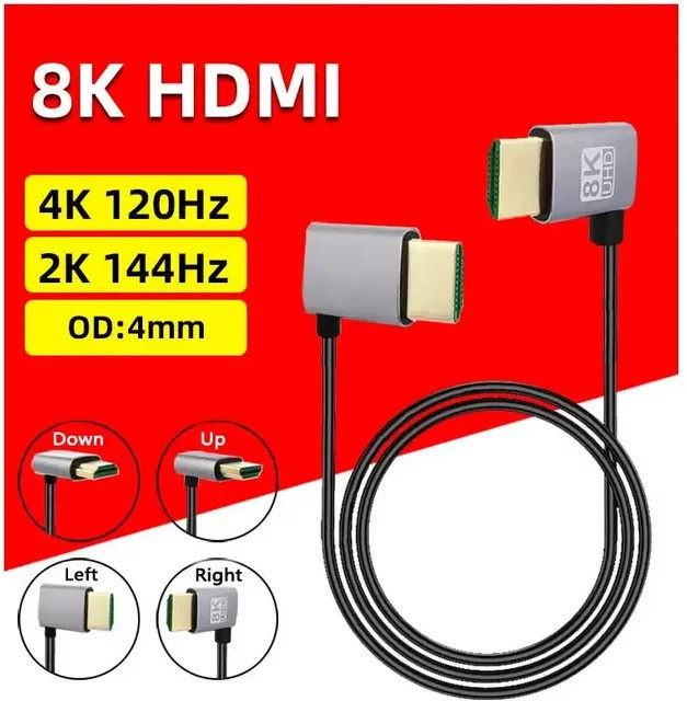 MACDOT HDMI 2.1 Kabel mit 90-Grad-Winkel für 8K 60Hz und 4K 120Hz, 48Gbps Ultra High Speed mit eARC und HDR für Projektor und PlayStation 5/4 - Bild 1
