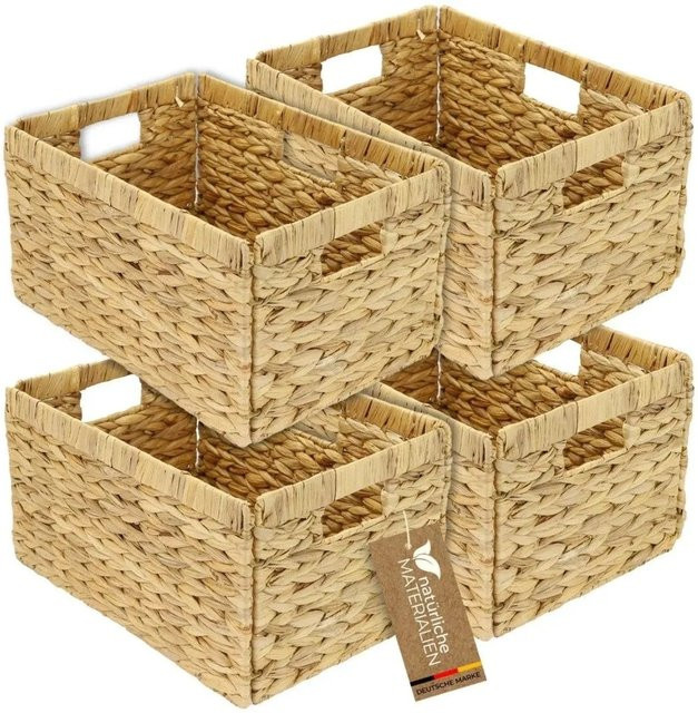 HMF 4er Set Aufbewahrungskörbe aus Wasserhyazinthe für Billy, Beige, B/T/H: 35 x 25 x 20 cm - Bild 1