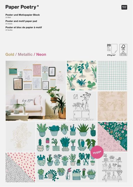 Rico Design Paper Poetry Motivpapier Block Hygge DIN A3, 20 Blatt, Mehrfarbig - Bild 1