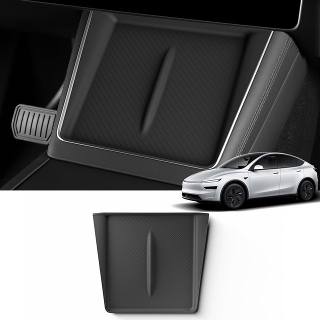 USVOTOV Drahtloses Ladepad für Tesla Model Y Juniper und Model 3 2025 2026, rutschfeste Ladematte und Auto-Organizer in Schwarz - Bild 1
