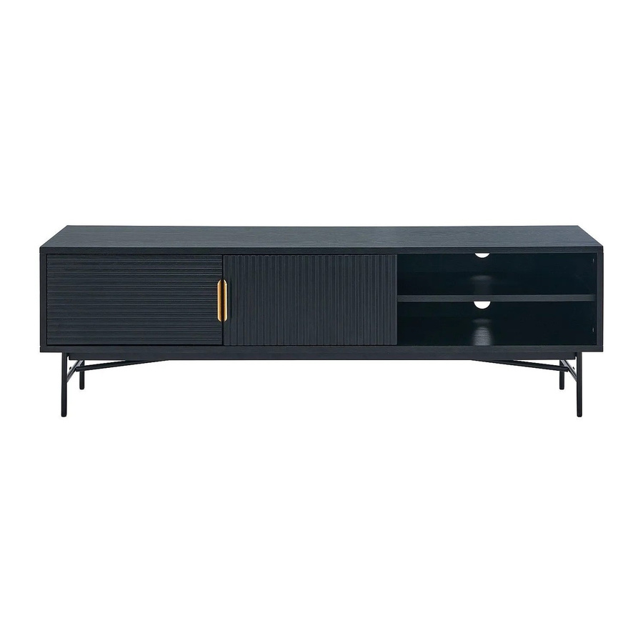 Vente-unique TV-Board Siriola in Schwarz und Gold mit Eichenfurnier, Breite: 160 cm - Bild 2