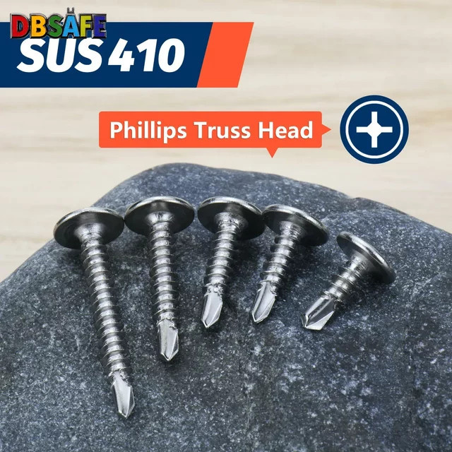 8 selbstschneidende Schrauben M4.2 aus Edelstahl 410 mit Trusskopf in Silber - Bild 1