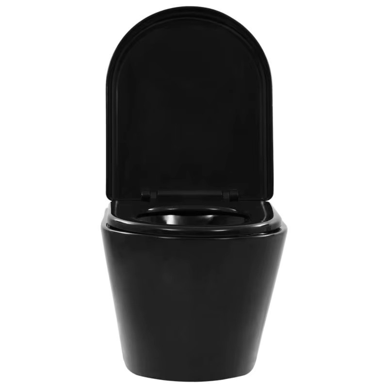 Wandhängende Toilette aus schwarzer Keramik mit verdecktem Spülkasten - Bild 6