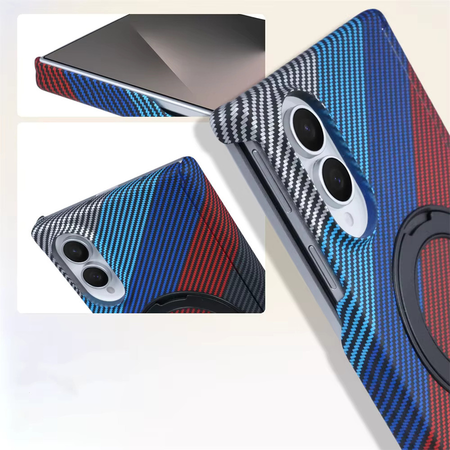 Magnetische Kevlar-Textur Schutzhülle für Samsung Galaxy Z Fold 8 Ultra, 7, 6, 5 mit MagSafe Kompatibilität, Matte Ultra Dünne PC Hartschale, Multicolor - Bild 2