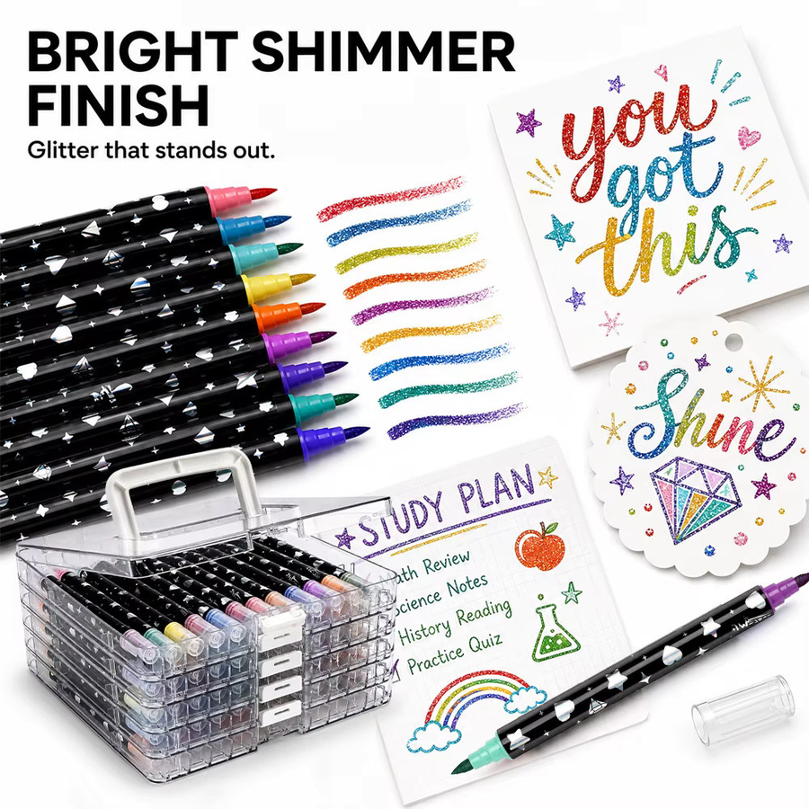 Zweifarbige Glitzer-Marker in Multicolour für Journaling, Scrapbooking und DIY-Bastelbedarf - Bild 5