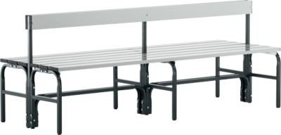Sypro Umkleidebank aus Stahlrohr und Aluminium mit Rückenteil, Breite: 200 cm, anthrazit/lichtgrau - Bild 1