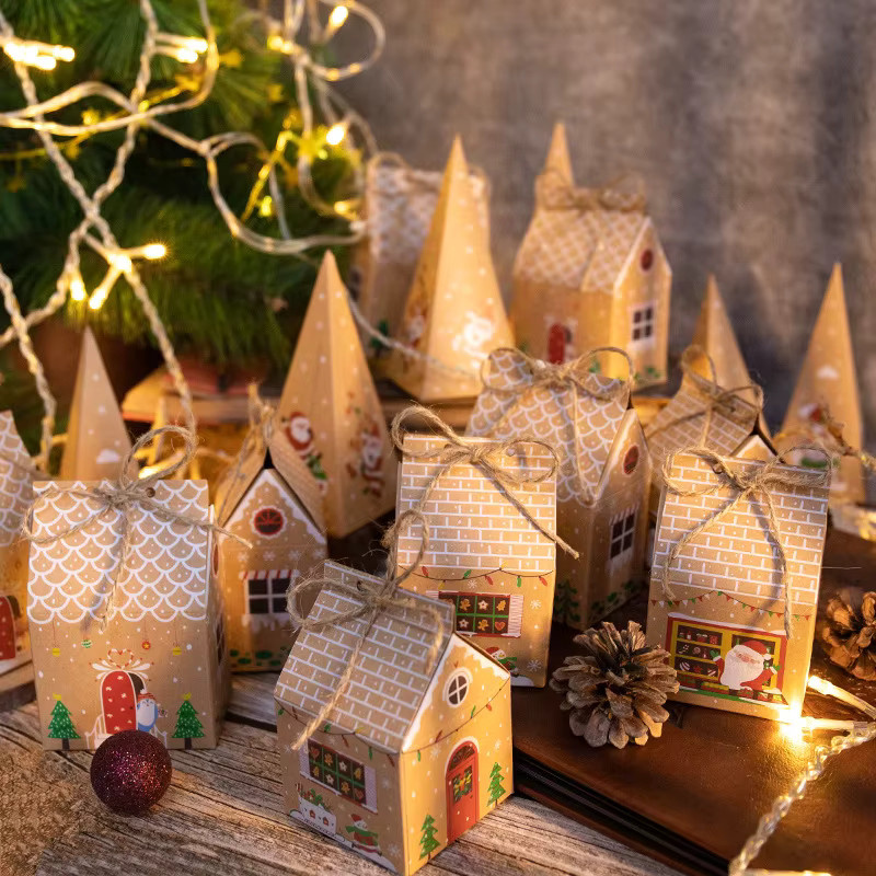 24er Set Meidding Weihnachtliche Lebkuchenhaus Geschenkboxen für Adventskalender und Weihnachtsdekoration - Bild 3