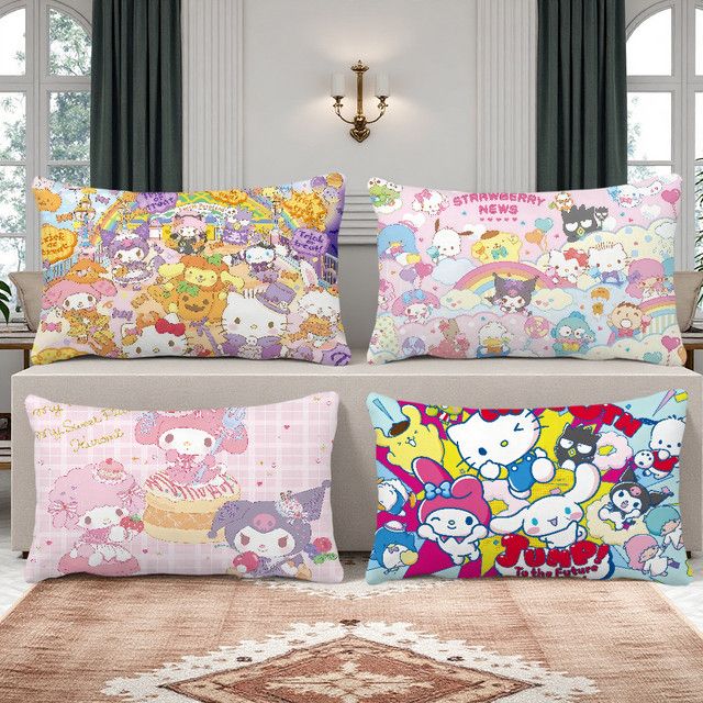 Sanrio Rechteckiger Kissenbezug mit My Melody, Pochacco und Hello Kitty in Multicolor - Bild 1