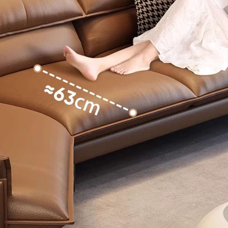 UOSU Modernes Ecksofa aus echtem Leder in Braun für Wohnzimmer und Schlafzimmer - Bild 2