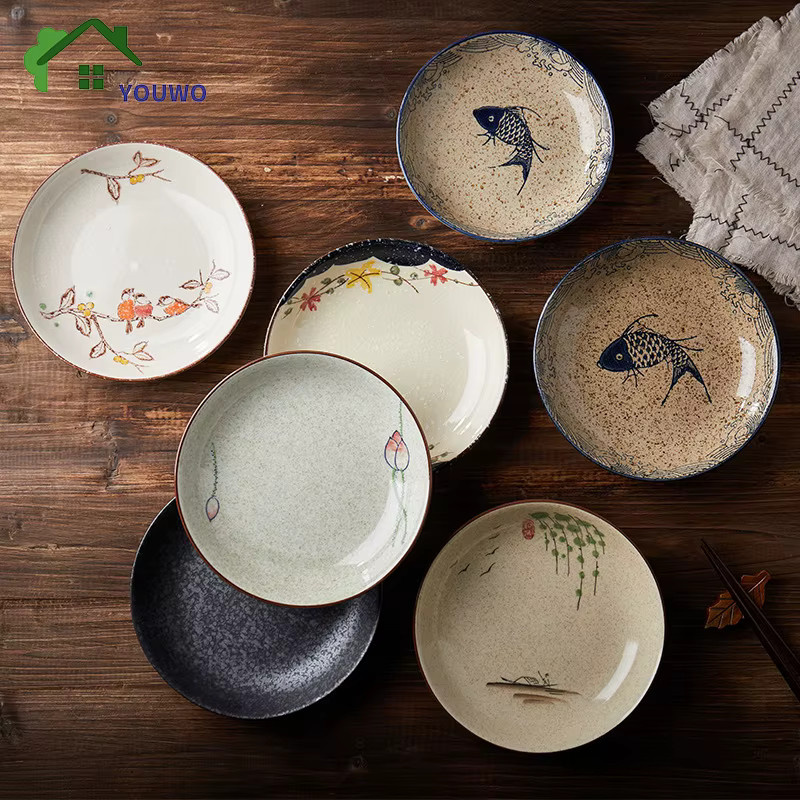 YWDL Japanischer Keramik-Teller mit floralem Design, handbemalt, Mehrfarbig, Durchmesser: 20,32 cm - Bild 2