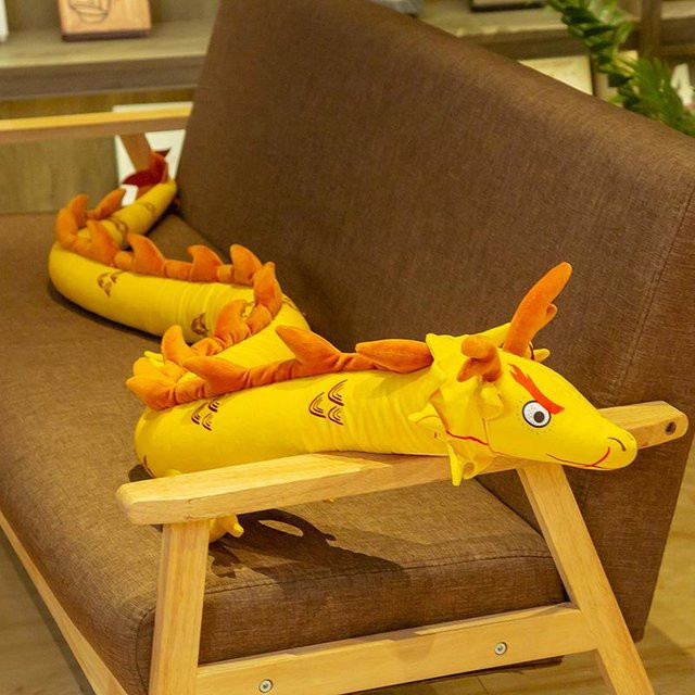 Kidsly Chinesischer Drache Plüschtier, Dinosaurier Kissen, Gelb - Bild 1