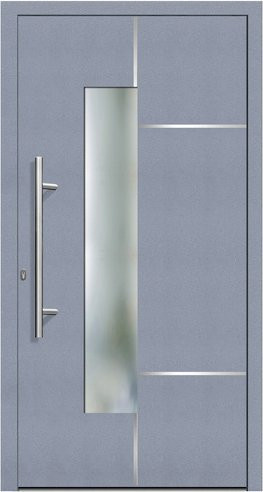 KNOCK Flügelüberdeckende Kunststoff-Haustür Terra in Grau mit Glaseinsatz, B: 110 cm, H: 210 cm, T: 60 cm - Bild 1