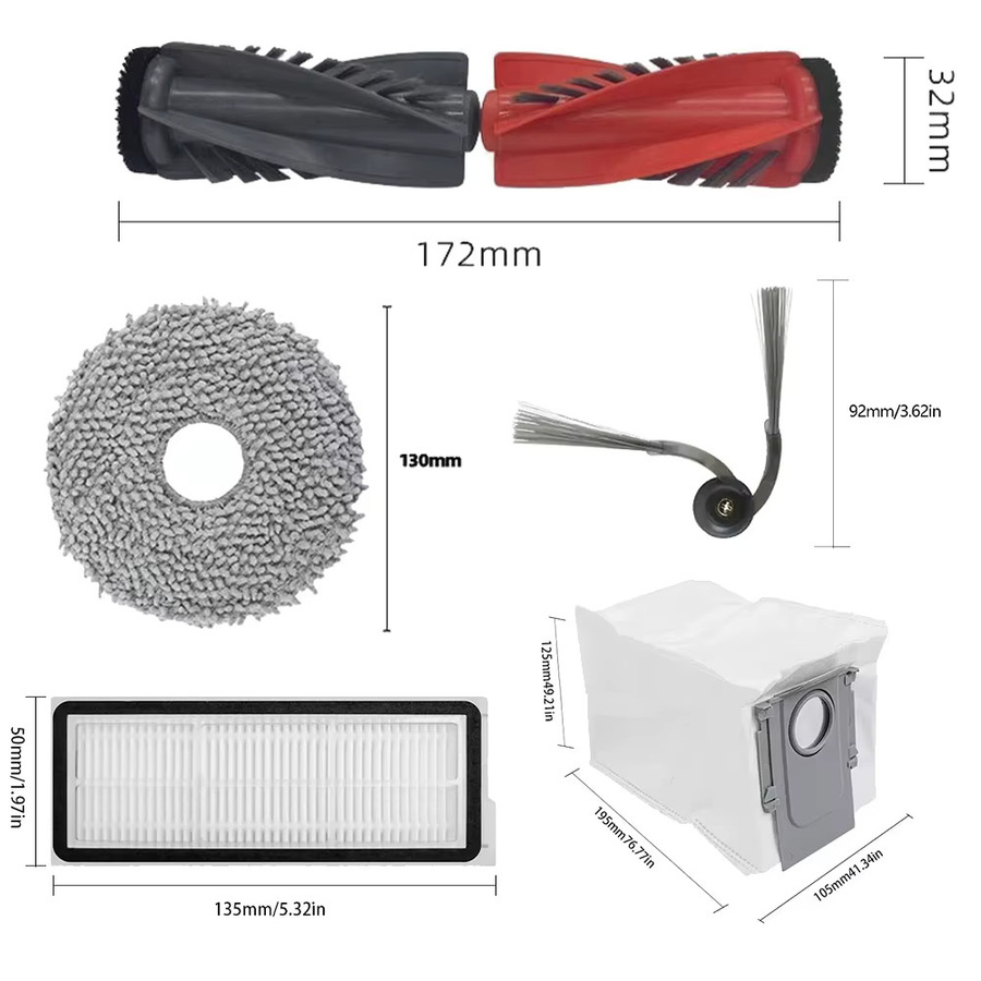 Roborock Ersatzteil-Set für Qrevo, Curv, S5X und Edge Roboter Staubsauger mit Hauptseitenbürste, HEPA-Filter, Mopp und Staubbeuteln - Bild 2