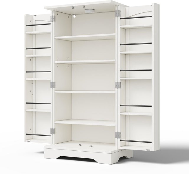 TG Electrical DE Küchenschrank mit LED-Sensorlicht in Weiß, 2-türiger Aufbewahrungsschrank mit verstellbaren Regalböden und Türablagen, B/T/H: 60 x 40 x 120 cm - Bild 1