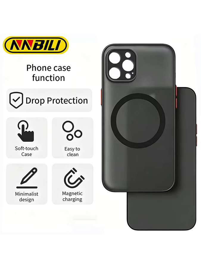 NNBILI Luxuriöse Matte Schutzhülle mit MagSafe Magnetischem Kabellosem Laden für iPhone 17 16 15 14 13 12 11 Pro Max Mini Plus Stoßfeste Hülle in Schwarz und Grün - Bild 6