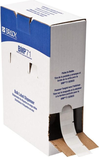 Brady BM-19-427 Kabelmarker aus Vinyl, selbstlaminierend, Weiß/Transparent, matt, Großrolle mit 2500 Etiketten, Breite: 25,40 mm, Höhe: 9,53 mm, für Kabeldurchmesser von 2,70 - 5,10 mm, permanent - Bild 1